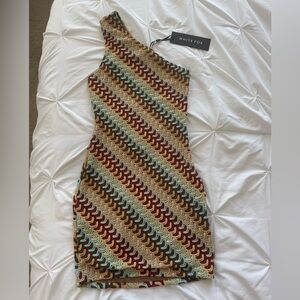 White Fox Boutique Multicolor One Shoulder Dress